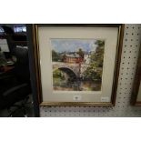 'Appleby Bridge' - John Sibson framed and mounted with stamp bottom left