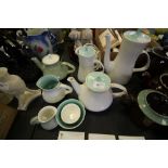 Poole pottery - vintage 5 piece Tea/Coffee Service in ice green/seagull and 3 piece tea service in