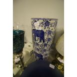 Blue & White Pottery Cylindrical Stick Stand