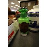 Green Glass Medicine Bottle - name on front: HYDR C CRETAE
