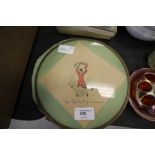 4 Vintage Place Mats with Hunting Scene Cartoons on Silk
