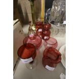 7 Pieces of Cranberry Glassware (some A/F)