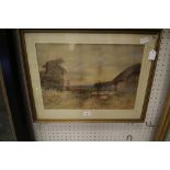 Paul Bertram (1833-1901), watercolour, Shepherd and Flock, 33cm x 49cm, signed, framed