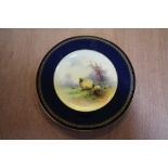 Royal Worcester porcelain 'Sheep' plate, painted by Ernest Barker, puce printed mark and date code