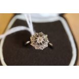 18ct While Gold Diamond Cluster Ring