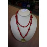 Red & Simulated Amber Necklace