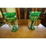 Pair of Green Victorian Table Lustres