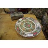 Chinese Famille Rose Plate and Plated Jewellery Box