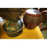 Painted Tin Spice Rack and Scandinavian Barrel Jar