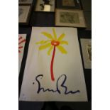 Unframed Simon Bull lithograph - Abstract flower