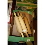 Six vintage wooden rolling pins