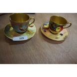 Royal Worcester Miniature Cup & Saucer Sedgley and W.J. Baghall Cup and Saucer by W. Hale