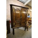 George III large oak corner cupboard and later stand