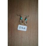 Pair of turquoise and crystal earrings