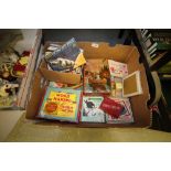 Box of games and cigarette cards