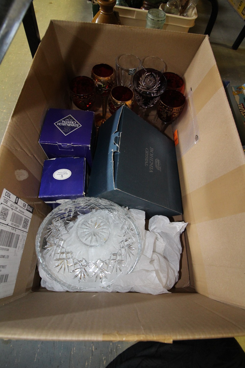 Box of glass wares, crystal etc