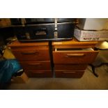 Pair of 1970s teak 3 drawer bedside chests
