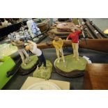 3 Heredities painted golf figurines