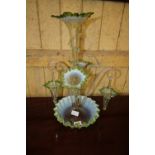 Victorian Green Tinted Glass Epergne