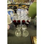 5 sets of goblets, wine and sherry glasses