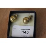 Pair of 9ct Gold Diamond Cut Spherical Earrings