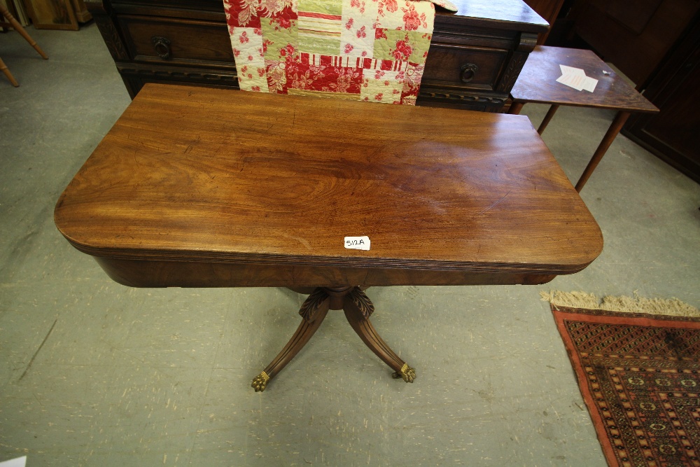 George IV mahogany tea table with sabre legs