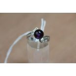 Silver Amethyst & CZ Ring - Size M