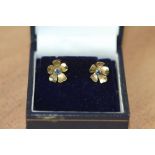 Pair of 9ct Gold Blue Sapphire Floral Earrings