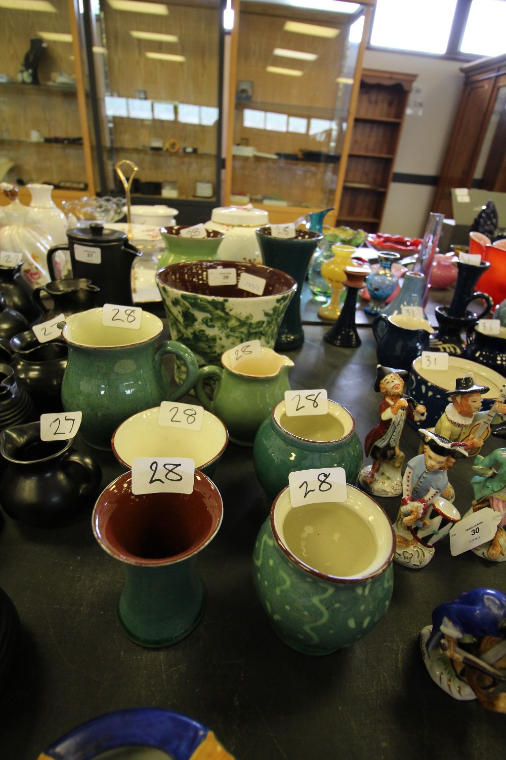Quantity of Wetheriggs pottery wares - green slip etc