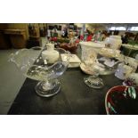 2 glass sweetmeats with wrythen stems