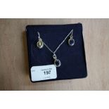 Silver & Iolite Suite - Pair of Earrings & Necklace