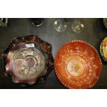 Selection of carnival glass bowls
