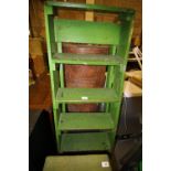 Green painted wooden step ladder