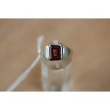 Silver Baguette Garnet Ring - Size O/P