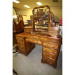Victorian figured walnut and ebonised dressing table