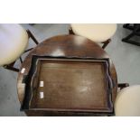 Carved oak tray and other