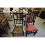 Caned chair and bobbin turned armchair (A/F)