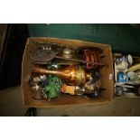 Box of metalware and kitchenalia