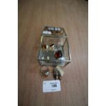 Silver amber pendant, ditto ring and two pairs of white metal amber earrings