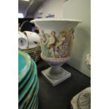 Continental porcelain figural Campana type urn
