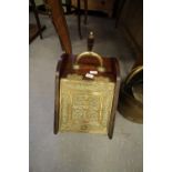 Oak brass mounted coal box