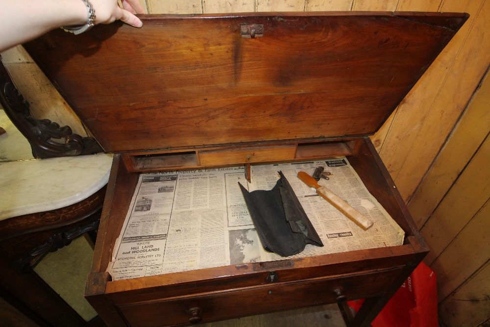 Victorian Elm Clerk's Desk with drawer (with some old woodworm damage) - Image 2 of 2