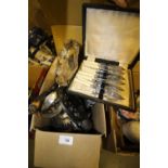 Box of plated ware and cutlery