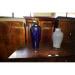 Large French drip glaze pottery vase and other