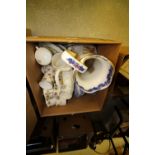 Box with Spode Italian plates and teapot, plus tea set etc