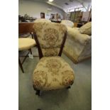 Victorian mahogany nursing chair with adjustable back