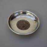 George VI silver pin dish, inset with a George III 1797 'Cartwheel' penny, the silver by Sampson