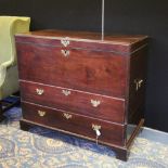 18th Century mahogany Mule chest, fitted two drawers, with handles to sides, on bracket feet,