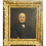 19th Century School - Oil painting - Portrait of a middle aged man, relined canvas 36cm x 30cm, gilt