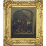 19th Century School - Pair oil paintings - Game studies, each 30cm x 25cm, gilt frames, paint